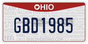 GBD1985  license plate in OH
