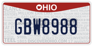 GBW8988  license plate in OH