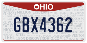 GBX4362  license plate in OH