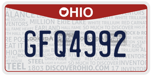 GFQ4992 license plate in Ohio