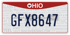 GFX8647 license plate in Ohio