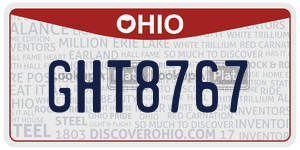 GHT8767  license plate in OH