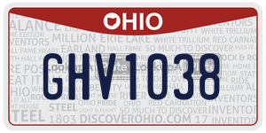 GHV1038  license plate in OH