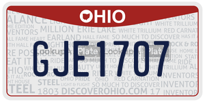 GJE1707 license plate in Ohio
