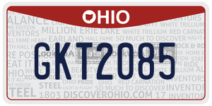 GKT2085  license plate in OH
