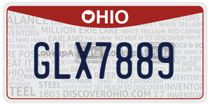 GLX7889 license plate in Ohio