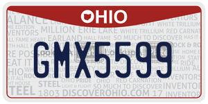 GMX5599  license plate in OH