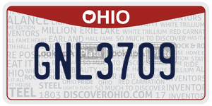 GNL3709  license plate in OH