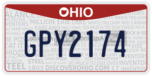 GPY2174  license plate in OH