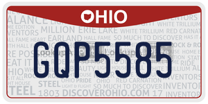 GQP5585 license plate in Ohio
