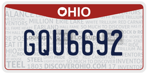 GQU6692  license plate in OH