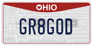 GR8GOD  license plate in OH