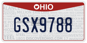 GSX9788 license plate in Ohio