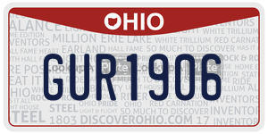 GUR1906 license plate in Ohio