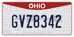 GVZ8342  license plate in OH
