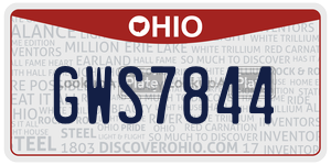 GWS7844 license plate in Ohio