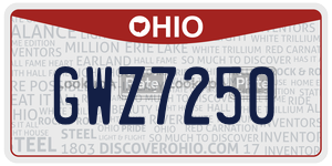 GWZ7250  license plate in OH