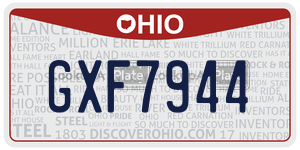 GXF7944  license plate in OH
