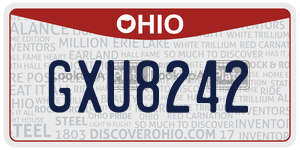 GXU8242  license plate in OH