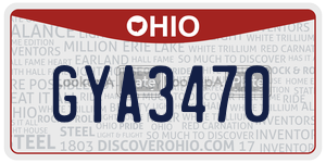 GYA3470  license plate in OH