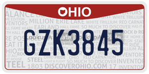 GZK3845  license plate in OH