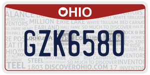 GZK6580 license plate in Ohio