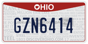 GZN6414 license plate in Ohio