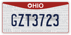 GZT3723 license plate in Ohio