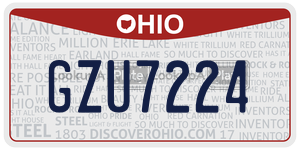 GZU7224  license plate in OH