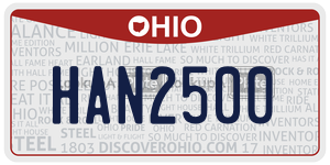 HAN2500 license plate in Ohio