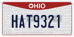 HAT9321  license plate in OH