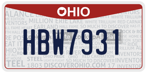 HBW7931 license plate in Ohio
