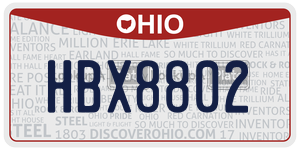 HBX8802 license plate in Ohio