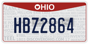 HBZ2864  license plate in OH
