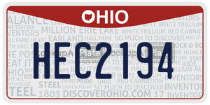 HEC2194 license plate in Ohio