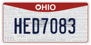 HED7083 license plate in Ohio