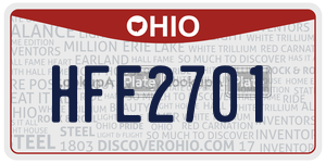 HFE2701 license plate in Ohio