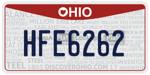 HFE6262 license plate in Ohio