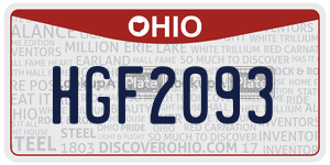 HGF2093  license plate in OH