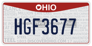 HGF3677 license plate in Ohio