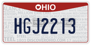 HGJ2213 license plate in Ohio