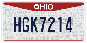 HGK7214  license plate in OH