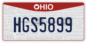 HGS5899 license plate in Ohio