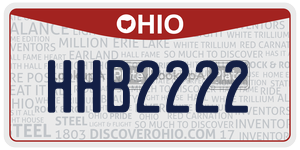 HHB2222  license plate in OH