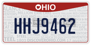 HHJ9462  license plate in OH