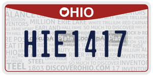 HIE1417  license plate in OH