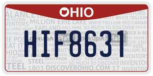 HIF8631  license plate in OH
