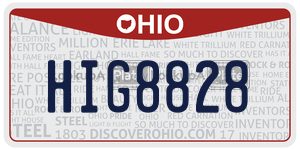 HIG8828  license plate in OH