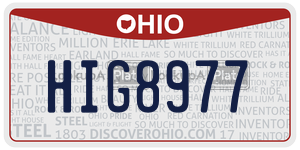 HIG8977  license plate in OH