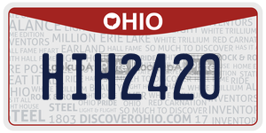 HIH2420 license plate in Ohio